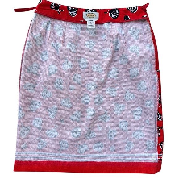 Talbots Stretch Midi Skirt  A-Line Women's‎ Size 6 Red Black Ladybug Print EUC - Picture 3 of 9